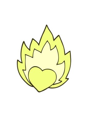 Yanan kalp karikatürünün renk animasyonu