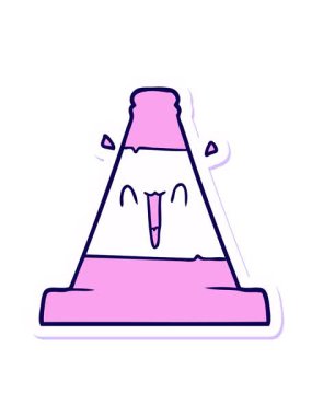 Çizgi film trafik konisi çıkartmasının neon ışık efekti canlandırması