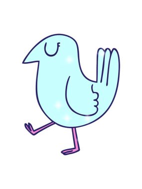 Garip çizgi film sarı kuşun ışıltı etkisi