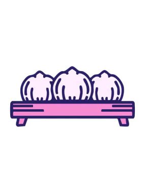 Japon hamur köftelerinin ahşap tepside canlandırılması efekti