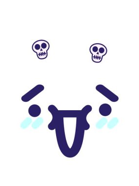 sevimli utangaç yüz simgesinin dönen kafatası animasyonu