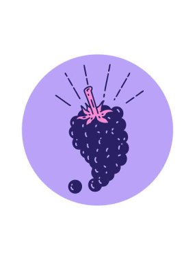 Dikkat çekici bir dövme stili üzüm ikonu.