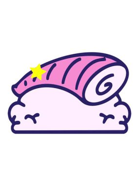 Parıldayan yıldızlar Japon nigiri suşisini pirinç karikatüründe canlandırıyor.