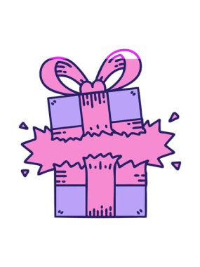 Çizgi film dövmesinin animasyonunu geleneksel stil bir hediyeyle canlandırın.