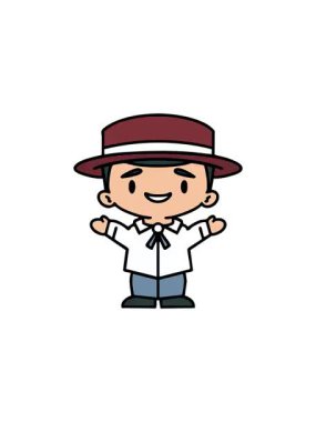 Geleneksel giyinmiş Brezilyalı adamın gösterişli satış animasyonu