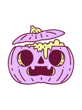 Ürkütücü bir cadılar bayramı balkabağının parlak renkli çizgi filminin titreyen animasyonu