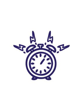 Çalan bir alarm saat simgesinin karikatürünü çizen çizginin hareket animasyonu