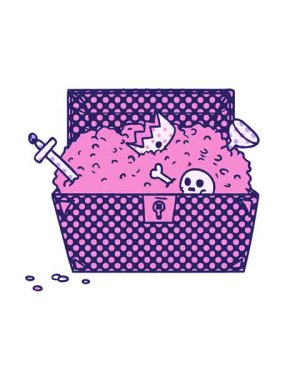 El yapımı hazine sandığının titreşimli animasyonu