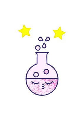 Bir test tüpünün eski grunge doku çizgi filminin dönen yıldızları animasyonu