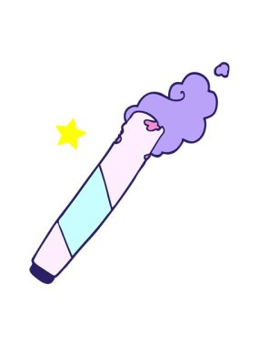 Parıldayan yıldızlar sarılmış sigara çizgi filminin animasyonunu etkiler.