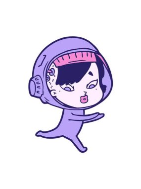 Astronot kadın karalamalarının titreşimli hareketi