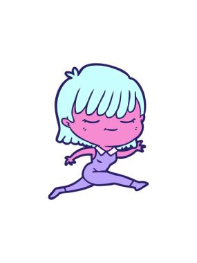 Çizgi film karakteri kadının neon renkli animasyonunu böler