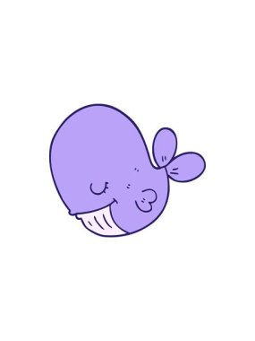 Çizgi filmin satış animasyonu. Balinanın şirin çizimleri.