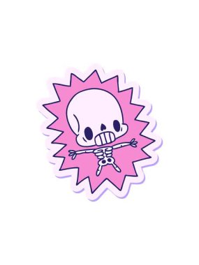 Etiket karikatürünün radyoaktif parlak animasyonu Kawaii 'nin elektrik şokuyla öldürülmesi.