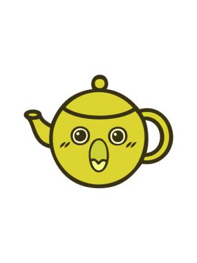 Bir çaydanlığın tatlı çizgi filminin renk değişimi