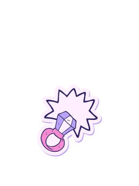 Bir çizgi film çıkartmasının zıplama hareketi. Kocaman bir nişan yüzüğü.