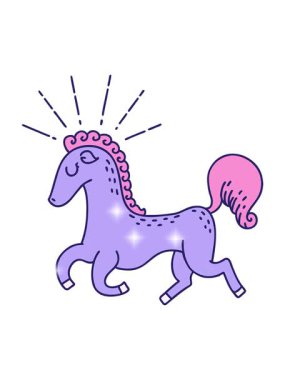 Çizgi film dövme stili hoplayıp zıplayan aygırın parıltı etkisi.