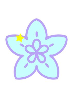 Parıldayan yıldızlar geleneksel Japon çiçek ikonunun animasyonunu etkiler.