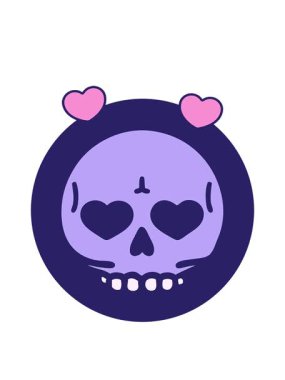 Kafatasının sembolik Gotik dövme görüntüsünün dönen kalp animasyonu