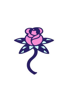 Dövme stili dekoratif çiçek çizgi filminin hareketli animasyonu