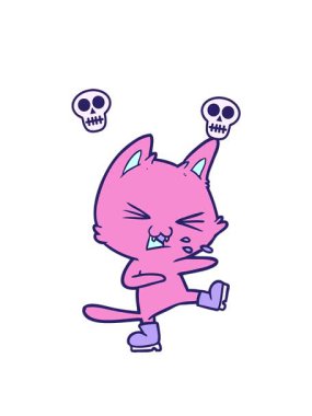 Çizmelerle tıslayan çizgi film kedisinin kafatası animasyonu.