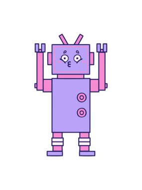 Robot resmin sevimli karikatürünü salla ve durdur