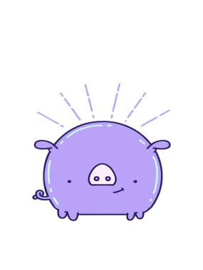 Geleneksel dövme stili domuz karakterinin hareketli animasyonu