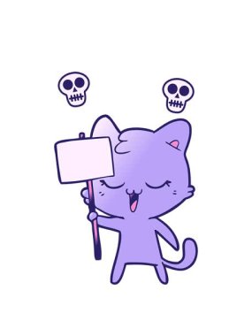 Mutlu çizgi film kedilerinin kafatası animasyonları.