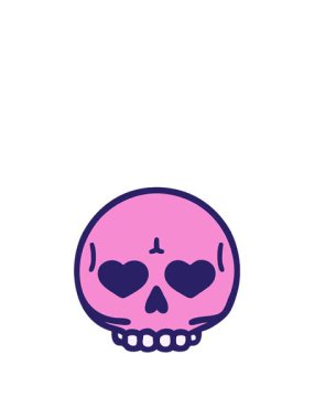 Kalkın ve kalp gözleriyle kafatası animasyonunu yüzdürün