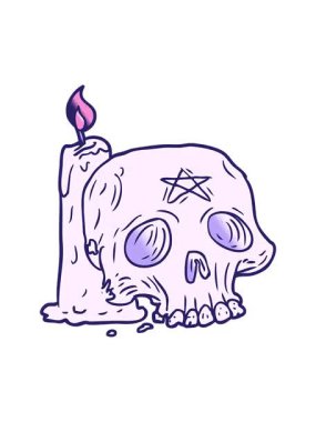 Bir çizgi film animasyonunu salla ve durdur. Korkunç kafatası ve mum