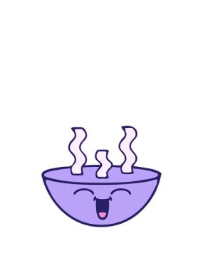 Kalk ve bir kase sıcak çorba çiziminin canlandırmasını yap.