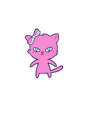 Sevimli çizgi film kedisinin yükseliş ve yüzme animasyonu