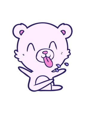 Dilini dışarı çıkaran kaba çizgi film kutup ayısının hareketlerini salla ve durdur