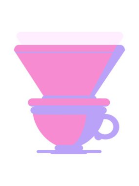 Bir filtre kahve fincanının düz renk illüstrasyonunun basınçlı canlandırması