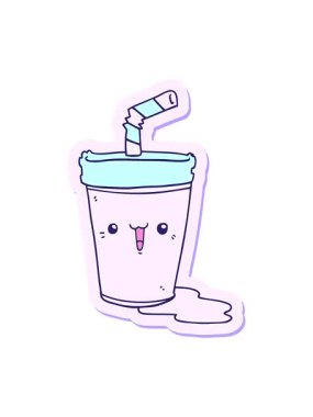 Şirin bir karikatür gazozunun çıkartmasının canlandırma efektini göster