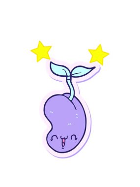 Tatlı bir çizgi film tohumunun filizlenmesinin dönen yıldız animasyonu