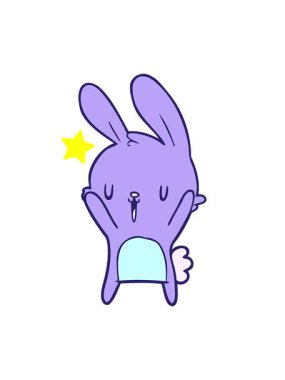 Parıldayan yıldızlar çizgi film karakteri tavşan animasyonunu etkiler.