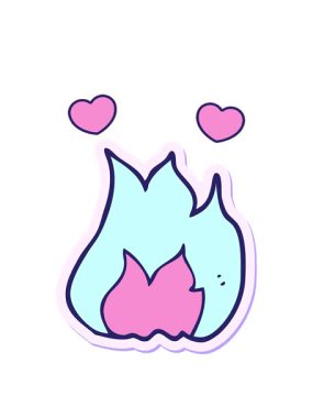 Bir çizgi film ateş sembolü çıkartmasının dönen kalp animasyonu