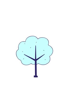 Yüksel ve süzül el animasyonu çizilmiş tuhaf çizgi film ağacı