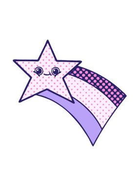 Kayan bir gökkuşağı yıldızının karikatür dizaynının titreşimli hareketi