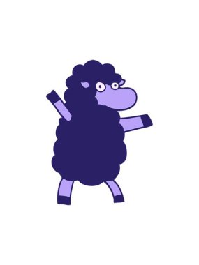 Kara koyunun çizgi filminin dönen hareketi.