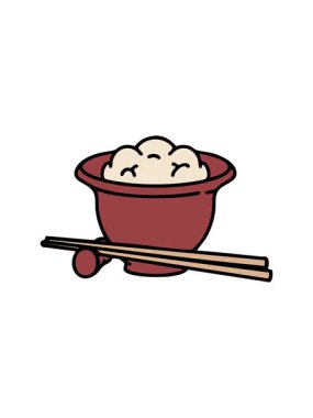 Japon pilavının geleneksel yemek çubuklarıyla yapılan animasyonuna dikkat edin.