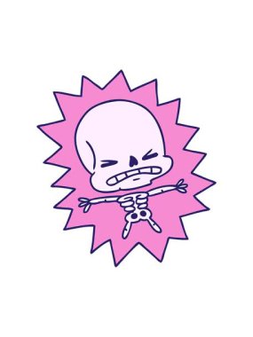 Freehand çizilmiş korkunç iskelet karikatürünün hareketli animasyonu