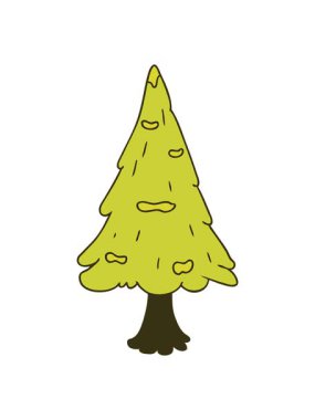 Elle çizilen karikatür karalamalarının renk değişimi tek karla kaplı ağaç