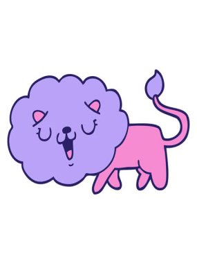 Sevimli çizgi film aslanının titreşimli hareketli animasyonu