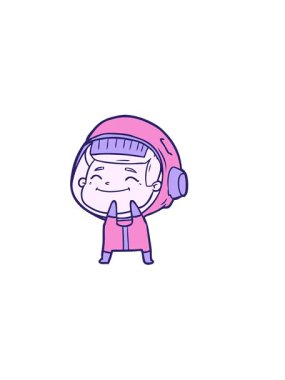 Mutlu bir astronotun yatay titreşimli animasyonu