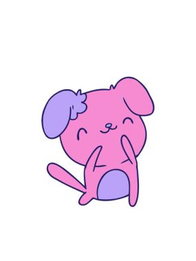 Yanıp sönen radyal çizgiler sevimli bir kawaii köpeğinin çizgi film çiziminin animasyonu