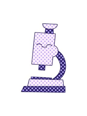 Bir mikroskobun çizgi roman tarzı çizgi filminin efekt animasyonunu renklendir