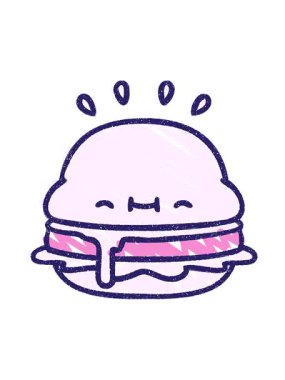 Sevimli Burger Kalıplaşmış Çizimi 'nin hareketli animasyonu