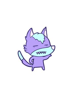 starburst effect animation of a cartoon wolf showing teeth